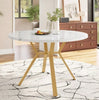 Dining Table Round Wood Top Metal Base Farmhouse Industrial Kitchen Dining Room