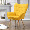 Modern Accent Chair Upholstered Button Single Sofa Wood Legs High Back Armchair