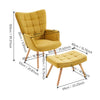 Fabric Armchair High Back Buttoned Upholstered Sofa Accent Chair with Foot Stool