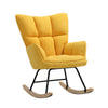 Ergonomic High Back Rocking Chair Linen Patchwork Rocker Armchair Recliner Seat