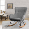 Solid Wood Rocking Chair Upholstered Linen/Velvet Fabric High Back Lounge Seat