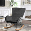 Solid Wood Rocking Chair Upholstered Linen/Velvet Fabric High Back Lounge Seat