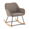 High Back Rocking Armchair Sofa Velvet Linen Solid Wood Swing Lounge Chair Seat