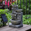 Solar Power Water Fountain Garden Water Feature with LED Light Indoor Outdoor