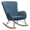 High Back Rocking Armchair Sofa Velvet Linen Solid Wood Swing Lounge Chair Seat