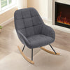 Solid Wood Rocking Chair Upholstered Linen/Velvet Fabric High Back Lounge Seat