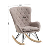 High Back Rocking Armchair Sofa Velvet Linen Solid Wood Swing Lounge Chair Seat