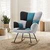 Solid Wood Rocking Chair Upholstered Linen/Velvet Fabric High Back Lounge Seat
