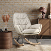 Solid Wood Rocking Chair Upholstered Linen/Velvet Fabric High Back Lounge Seat