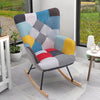 Solid Wood Rocking Chair Upholstered Linen/Velvet Fabric High Back Lounge Seat