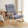 Solid Wood Rocking Chair Upholstered Linen/Velvet Fabric High Back Lounge Seat