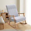 Solid Wood Rocking Chair Upholstered Linen/Velvet Fabric High Back Lounge Seat