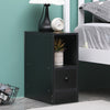 Slim Tall Bedside Table Cabinet with Drawer & Storage Space for Bedroom