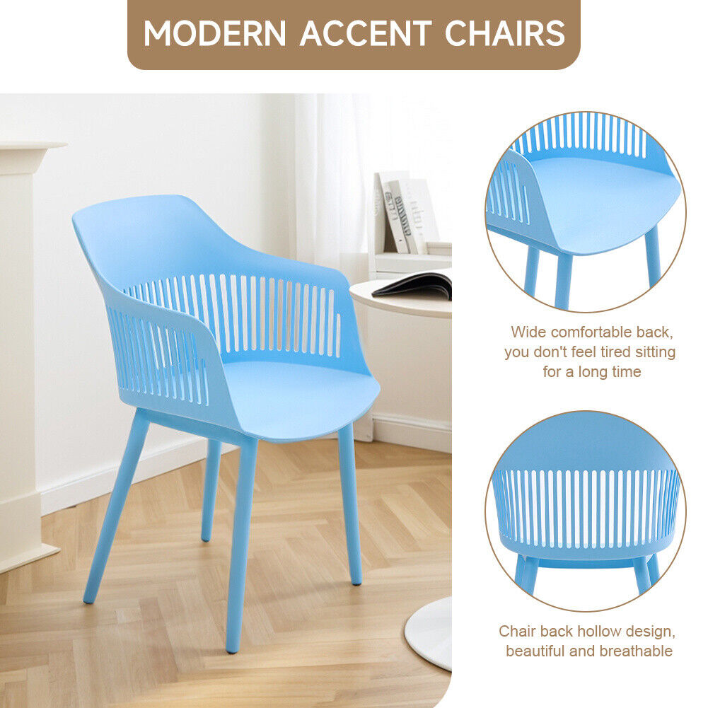 4x Plastic Chairs Dining Living Rooom Kitchen Office Lounge Seat Breathable Back