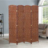 4/6 Panel Solid Weave Wicker Wood Room Divider Partition Screen Shelf Optional