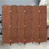 4/6 Panel Solid Weave Wicker Wood Room Divider Partition Screen Shelf Optional