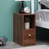 Slim Tall Bedside Table Cabinet with Drawer & Storage Space for Bedroom