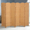 4/6 Panel Solid Weave Wicker Wood Room Divider Partition Screen Shelf Optional