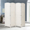 4/6 Panel Solid Weave Wicker Wood Room Divider Partition Screen Shelf Optional