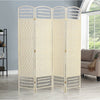 4/6 Panel Solid Weave Wicker Wood Room Divider Partition Screen Shelf Optional