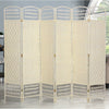 4/6 Panel Solid Weave Wicker Wood Room Divider Partition Screen Shelf Optional