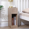 Slim Tall Bedside Table Cabinet with Drawer & Storage Space for Bedroom