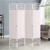 4/6 Panel Solid Weave Wicker Wood Room Divider Partition Screen Shelf Optional