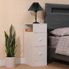 Slim Tall Bedside Table Cabinet with Drawer & Storage Space for Bedroom