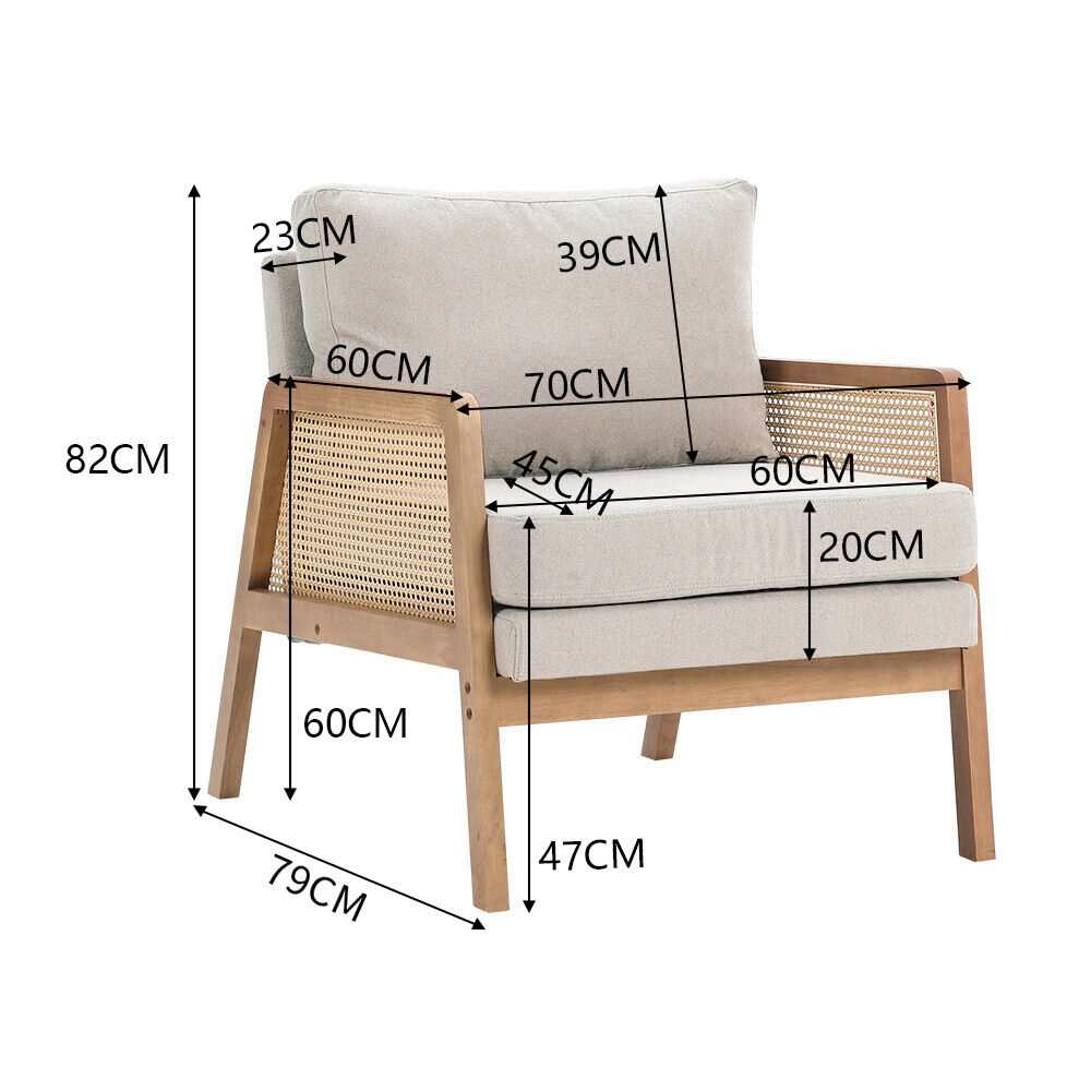 Solid Wood Frame Scandi Fabric Tub Armchair Padded Single Sofa Couch Loveseat UK