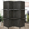 4/6 Panel Solid Weave Wicker Wood Room Divider Partition Screen Shelf Optional