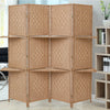 4/6 Panel Solid Weave Wicker Wood Room Divider Partition Screen Shelf Optional