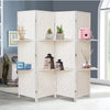 4/6 Panel Solid Weave Wicker Wood Room Divider Partition Screen Shelf Optional