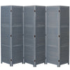 4/6 Panel Solid Weave Wicker Wood Room Divider Partition Screen Shelf Optional