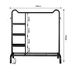 Black Metal Clothes Rail Rack Garment Stand Corner Open Wardrobe with Shelf