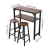 3 Space Saving Industrial Kitchen Bar Table Stool Set Breakfast Dining Chair Set