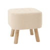 Small Linen Fabric Padded Footstool Footrest Pouffe Wooden Leg StoolHall Chair