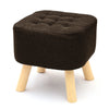 Small Linen Fabric Padded Footstool Footrest Pouffe Wooden Leg StoolHall Chair