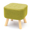 Small Linen Fabric Padded Footstool Footrest Pouffe Wooden Leg StoolHall Chair
