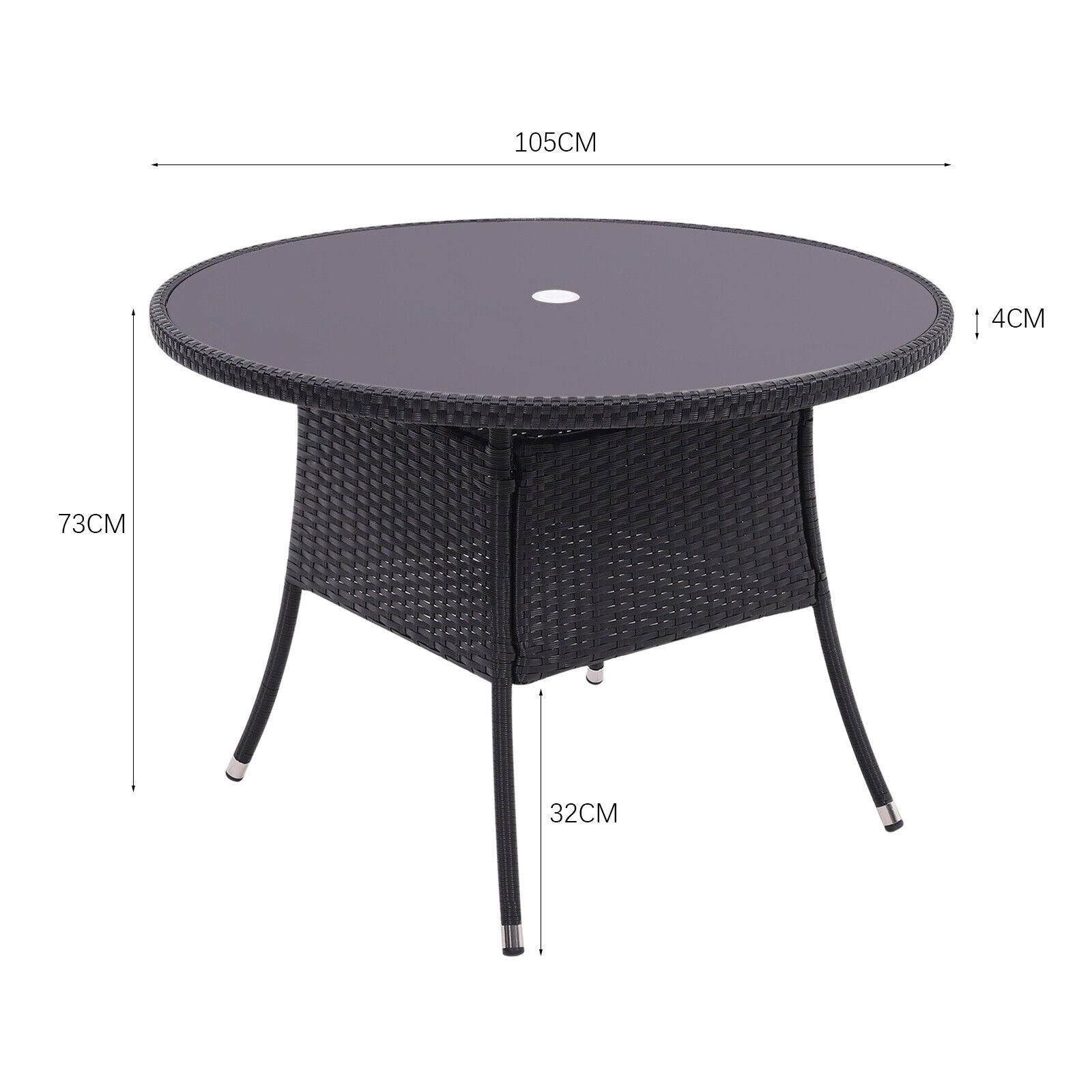 Square Round Rattan Coffee Table with 2/4 Chairs Set Bistro Outdoor Garden Patio