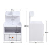 White Tall Cabinet Bedside Table Storage Narrow Chest of 2Drawer&Shelves Storage