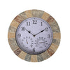 Large Slate Effect Garden Wall Clock Thermometer Hygrometer Indoor Outdoor Home