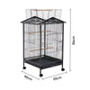 Mobile Metal Bird Cage Open Play Top Parrot Cage Budgie Cage with Perch Feeders