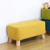 Small Linen Fabric Padded Footstool Footrest Pouffe Wooden Leg StoolHall Chair