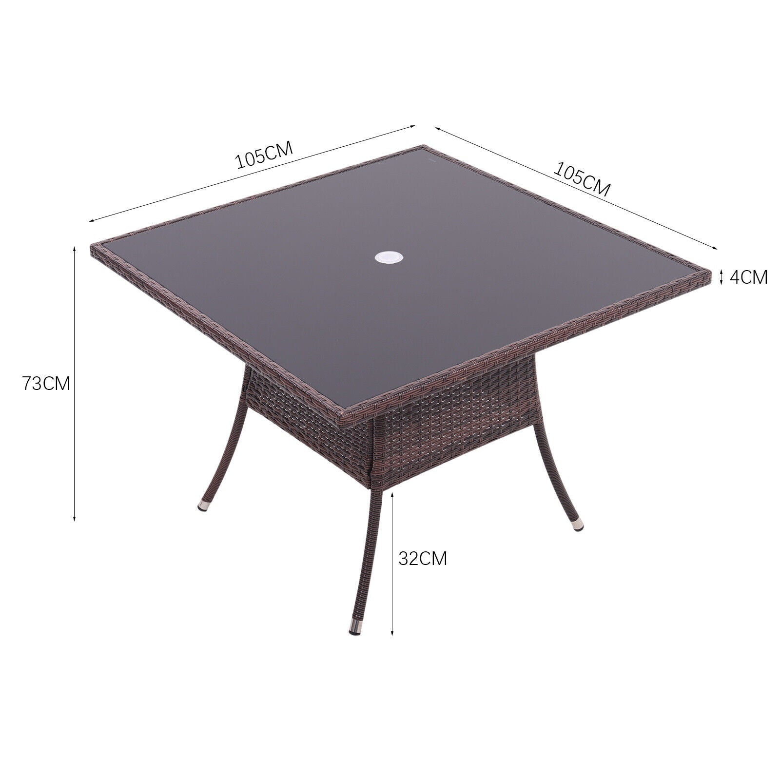 Square Round Rattan Coffee Table with 2/4 Chairs Set Bistro Outdoor Garden Patio