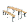 3pcs Folding Wooden Beer Table&Chair Patio Picnic BBQ Furniture Garden Trestle