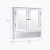 Bathroom Mirror Cabinet Wall Mounted Storage Unit MDF Wooden Shelves Vanity UK