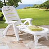 Folding Sun Lounger Plastic Outdoor Garden Chair Sun Bed Seating Relaxing White