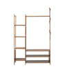 Heavy Duty Bamboo Clothes Rail Rack Garment Hanging Stand Corner Open Wardrobe