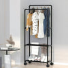 Wooden Clothes Rail Garment Hanging Rack Coat Display Stand With 2 Layer Shelves