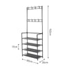 Black Metal Clothes Rail Rack Garment Stand Corner Open Wardrobe with Shelf